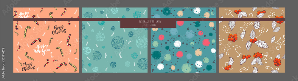 set of different abstract Christmas seamless patterns. Endless texture for wallpaper, web page background, wrapping paper. Retro style. set of different abstract Christmas seamless patterns. Endless texture for wallpaper, web page background, wrapping paper. Retro style.