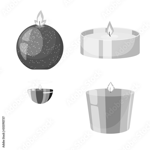 Isolated object of paraffin and fire logo. Set of paraffin and decoration stock symbol for web.