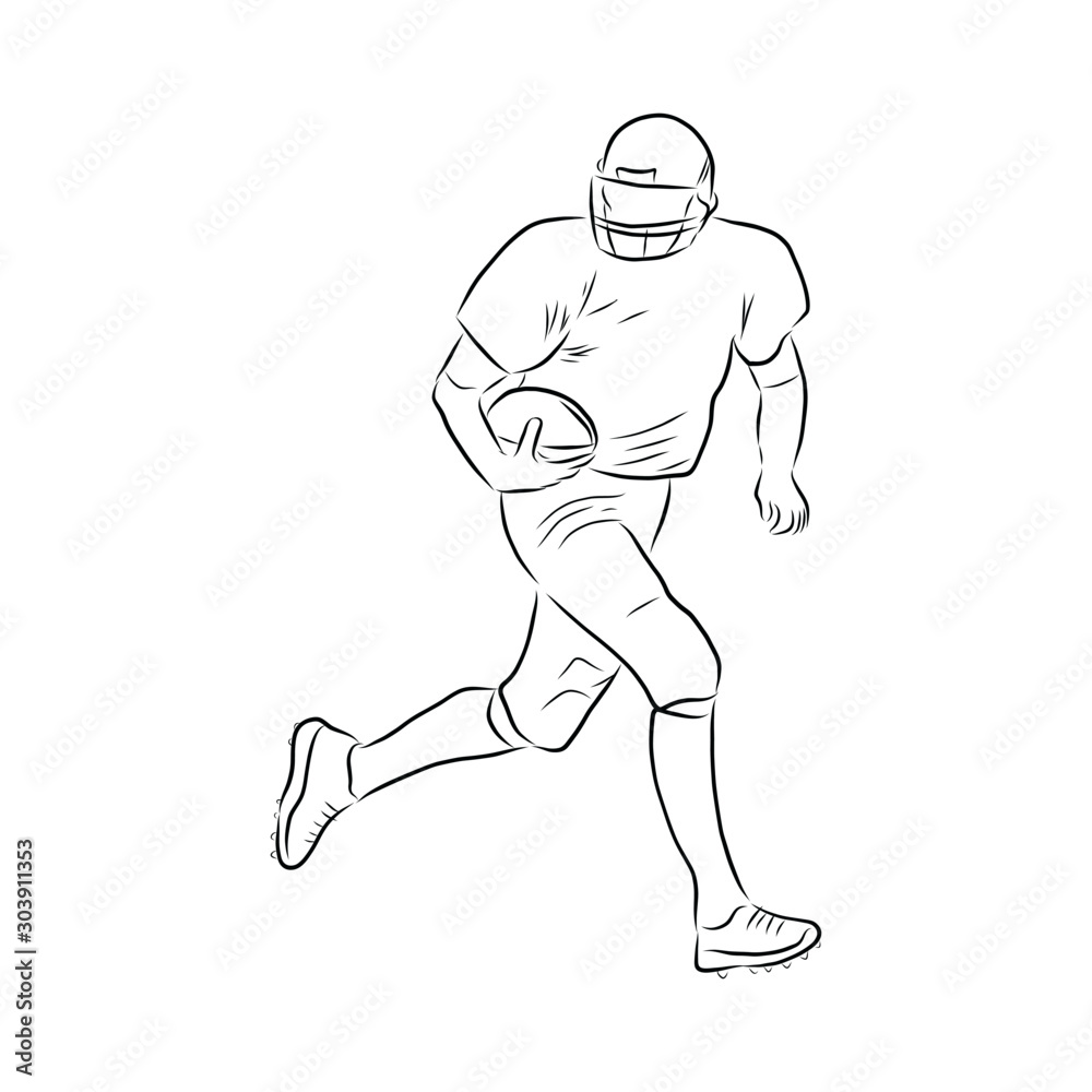 man running on white background, rugby player sketch 