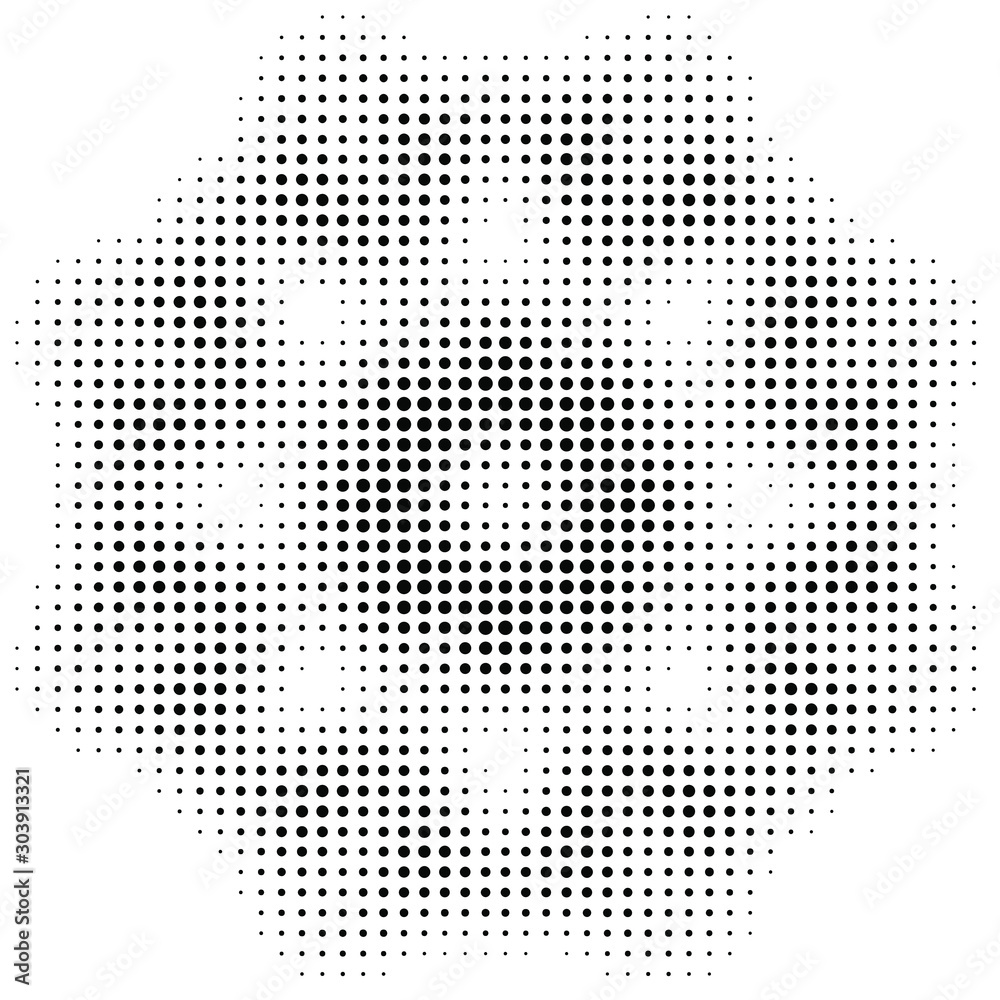 Halftone round border frame, circle geometric pattern, dotted vintage print, black and white vector illustration.