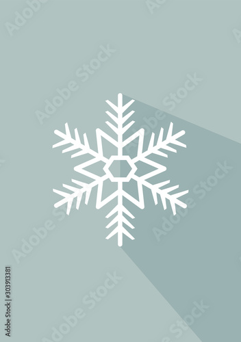Flat illustration of snowflake with shadow