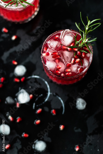 Pomegranate cocktail with rosemary