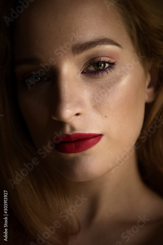 sensual portrait of a girl with warm toning