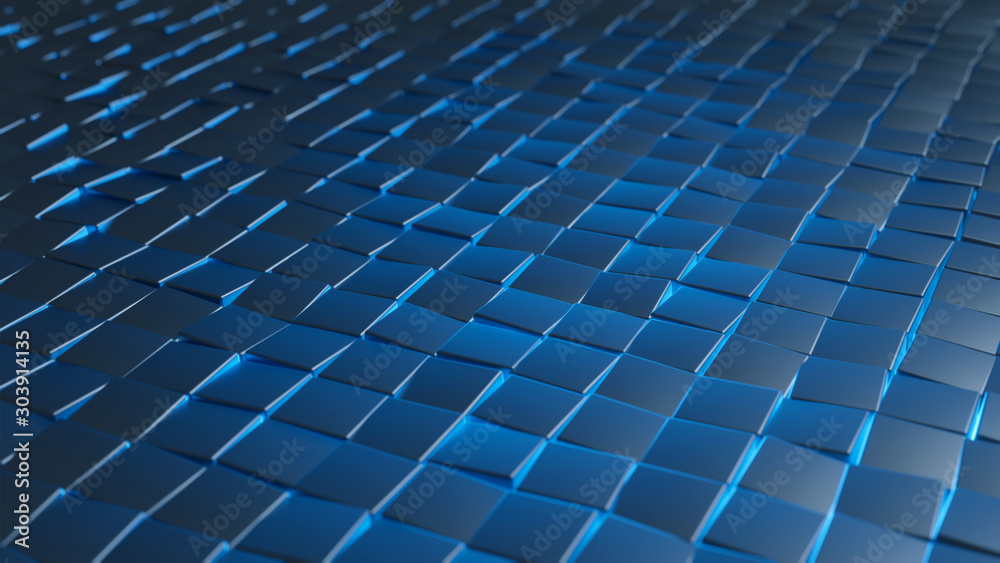 Abstract Surface with a Glossy Cube Shapes. Digital Background, High Technology Design. 3D Render. Abstract Surface with a Glossy Cube Shapes. Digital Background, High Technology Design. 3D Render.