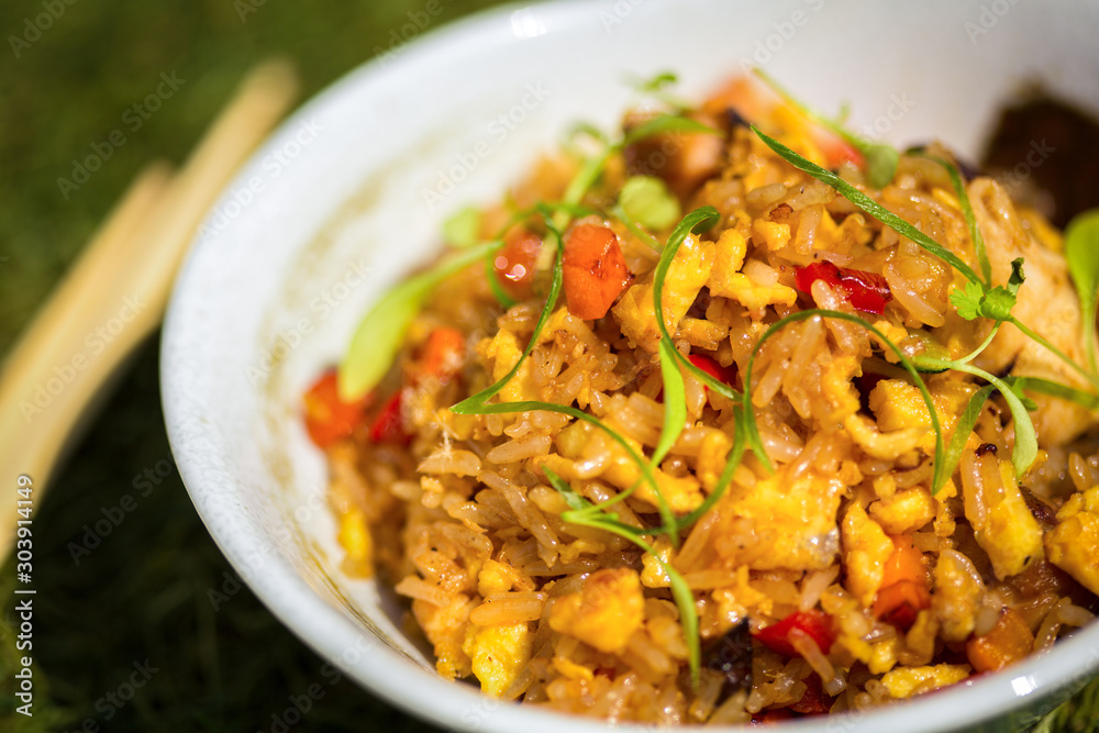 Fried rice with seafood in Japanese style Fried rice with seafood in Japanese style