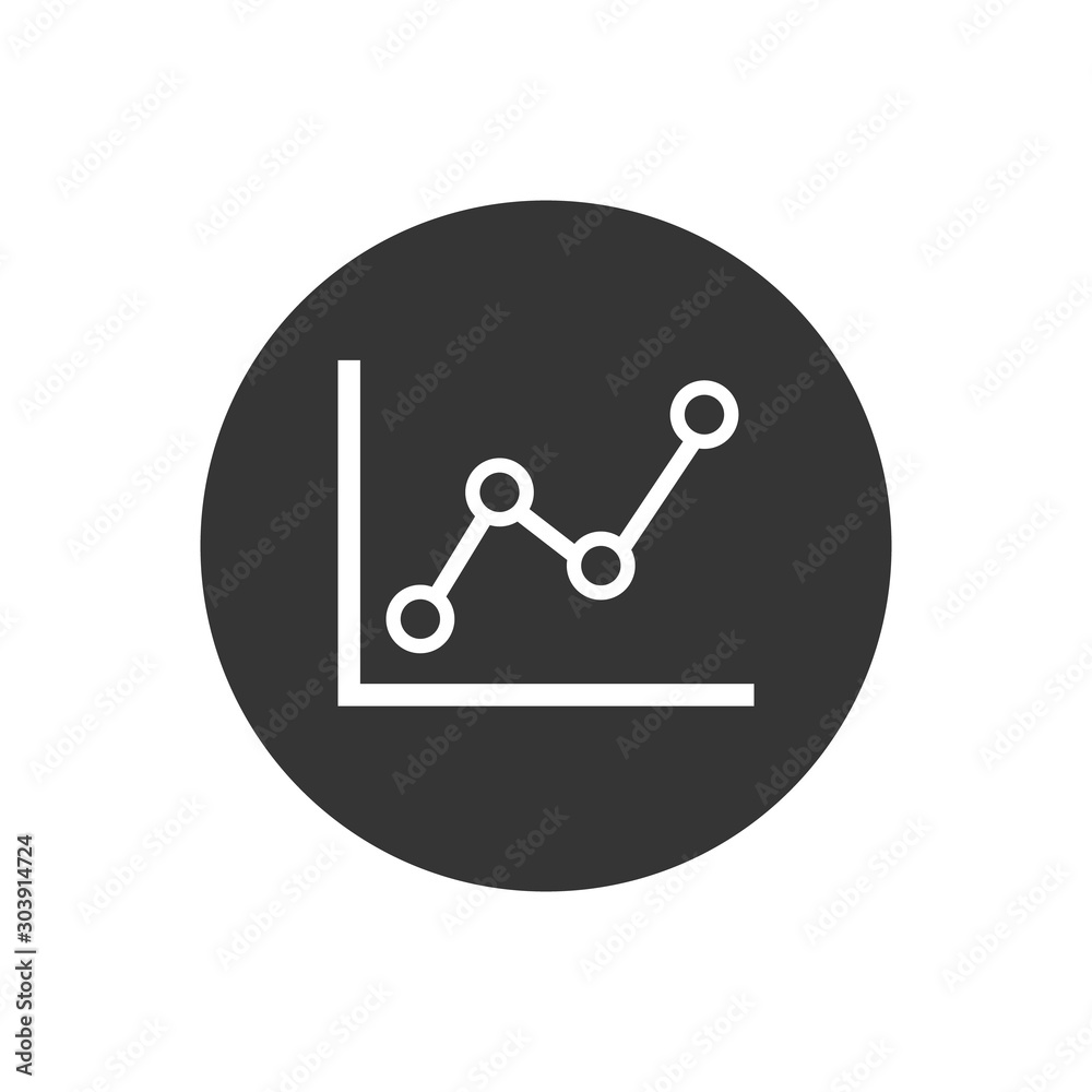 Chart icon white on gray. Vector modern flat style Chart icon white on gray. Vector modern flat style