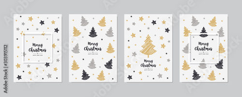 Christmas elements decoration greeting card set on white background