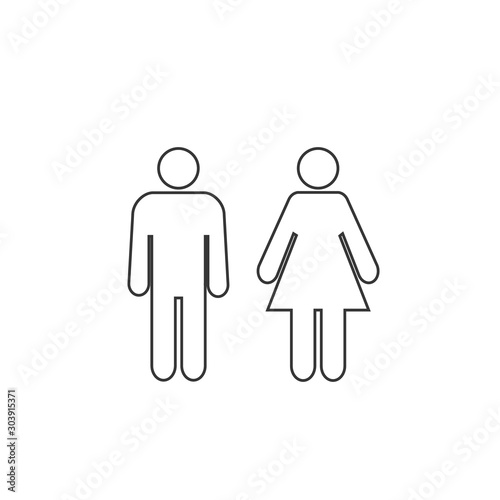 Man and girl line icon. Vector