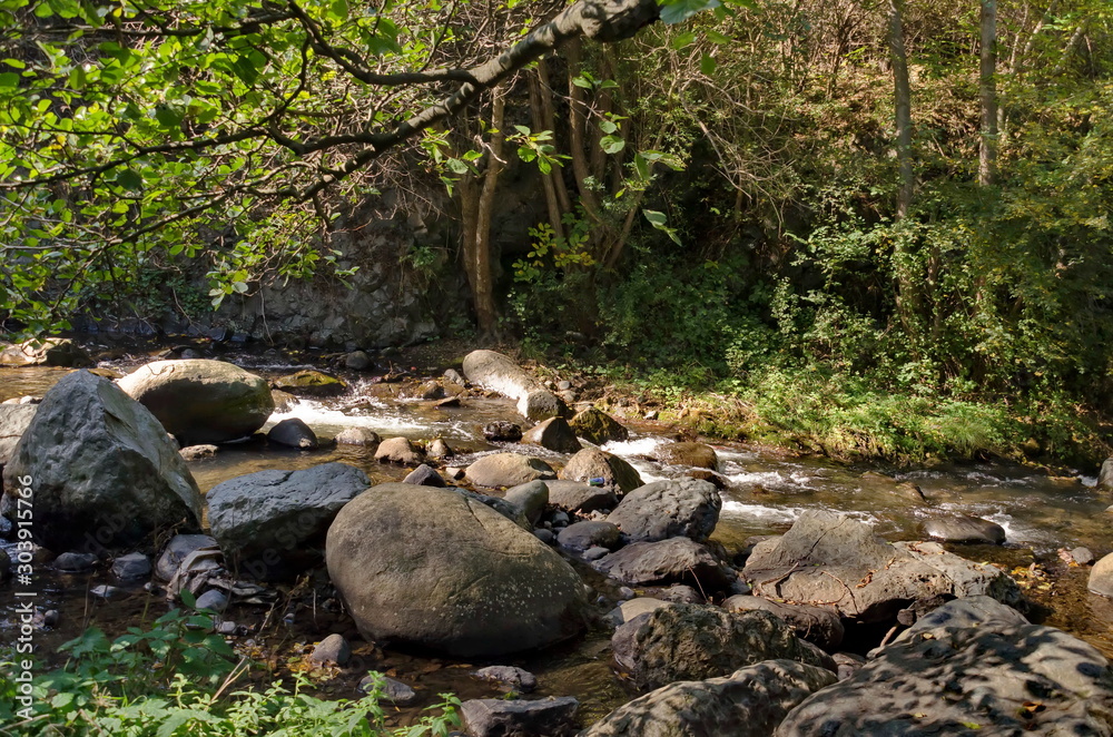 Waterfall in river Bistritsa in autumn by village Pancharevo in Vitosha mountain, Bulgaria Waterfall in river Bistritsa in autumn by village Pancharevo in Vitosha mountain, Bulgaria