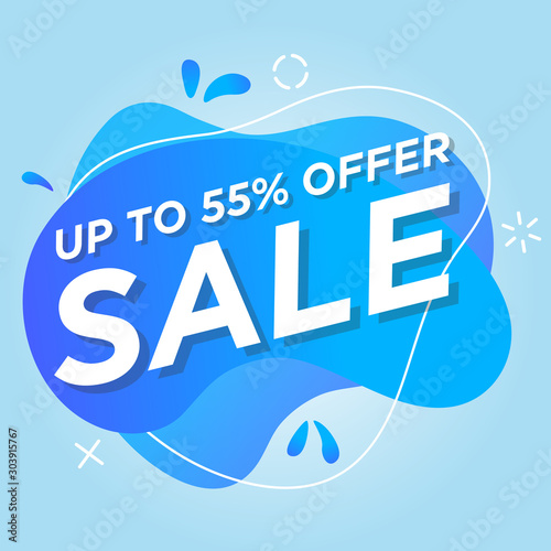 Modern banner sale blue liquid fluid Vector