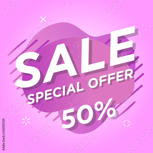 Modern banner sale purple liquid fluid Vector