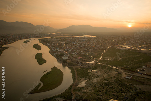 Sunset in olgyi, Mongolia photo