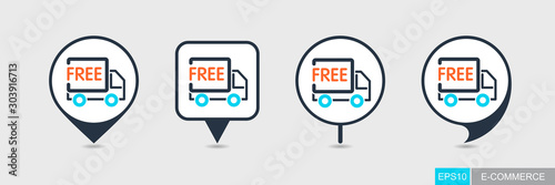 Free shipping pin map icon