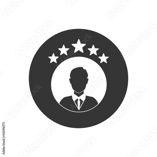 Rating vector icon white isolated on gray