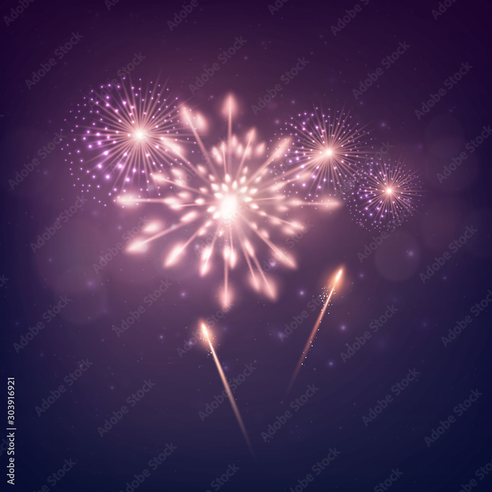 Obraz premium Shining holiday`s Firework. New Year design. Vector