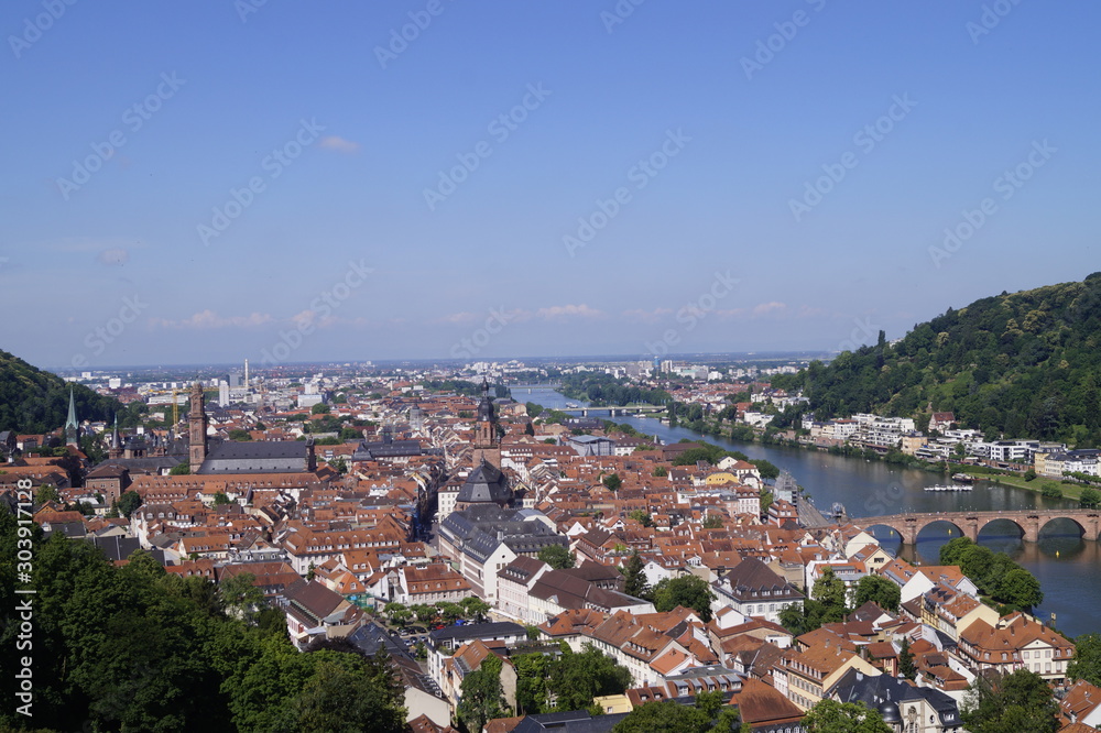 Blick auf Heidelberg von der Scheffelterrasse