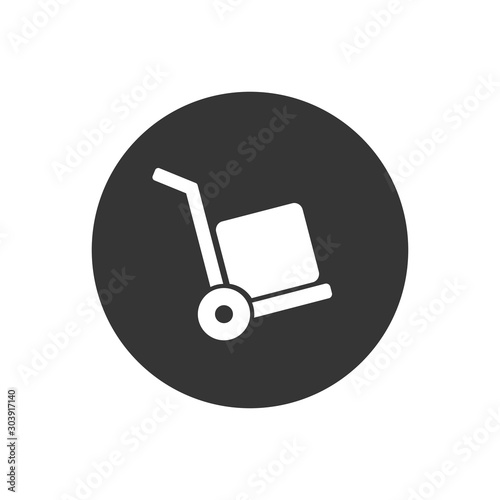 Vector icon cart with box white on gray. icon