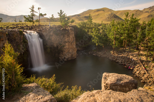 Waterfall in Orkhon Valley  Mongolia