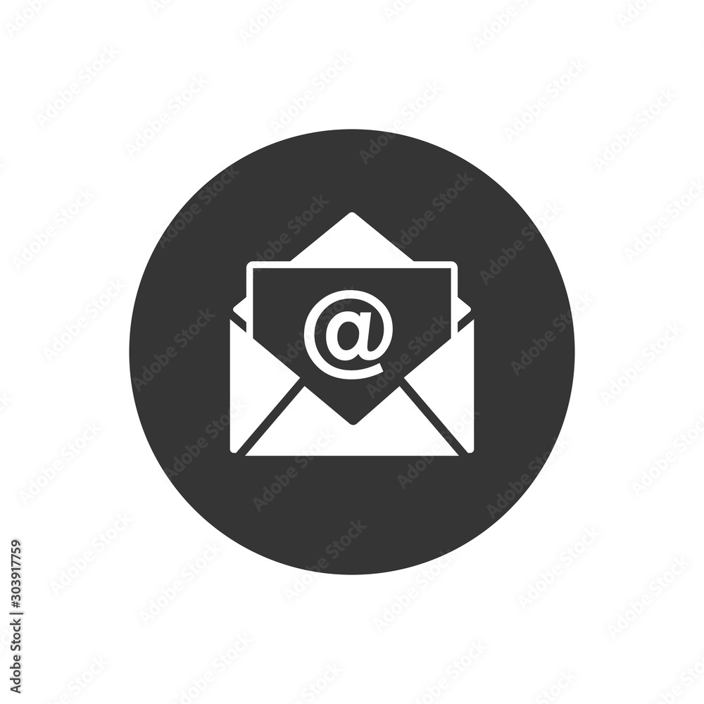 Mail vector white icon on gray in flat style Mail vector white icon on gray in flat style