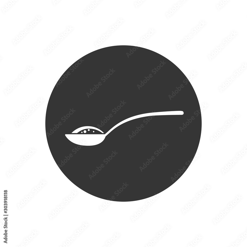 Spoon with sugar, salt, flour or other ingredient icon. Spoon with sugar, salt, flour or other ingredient icon.