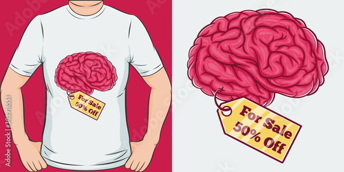 Unique and Trendy Useless Brain T-Shirt Design or Mockup.