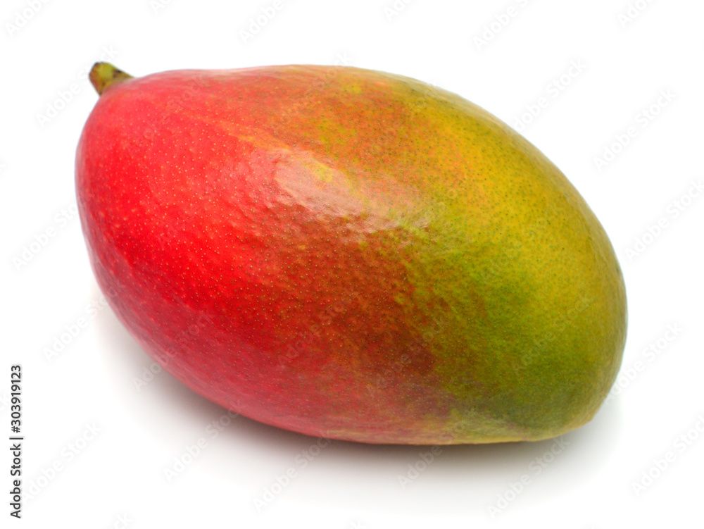 Mango fruit isolated on white background. Flat lay, top view Mango fruit isolated on white background. Flat lay, top view