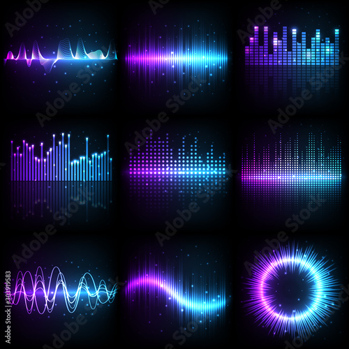 Sound wave, music audio equalizer frequency