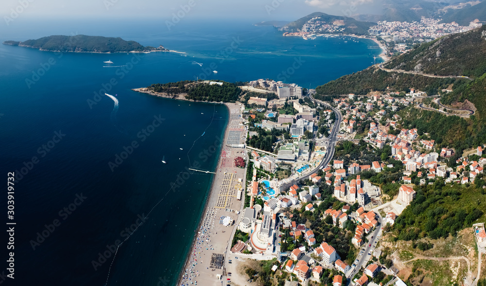 Montenegro, Rafailovici. The view on sea beach.
