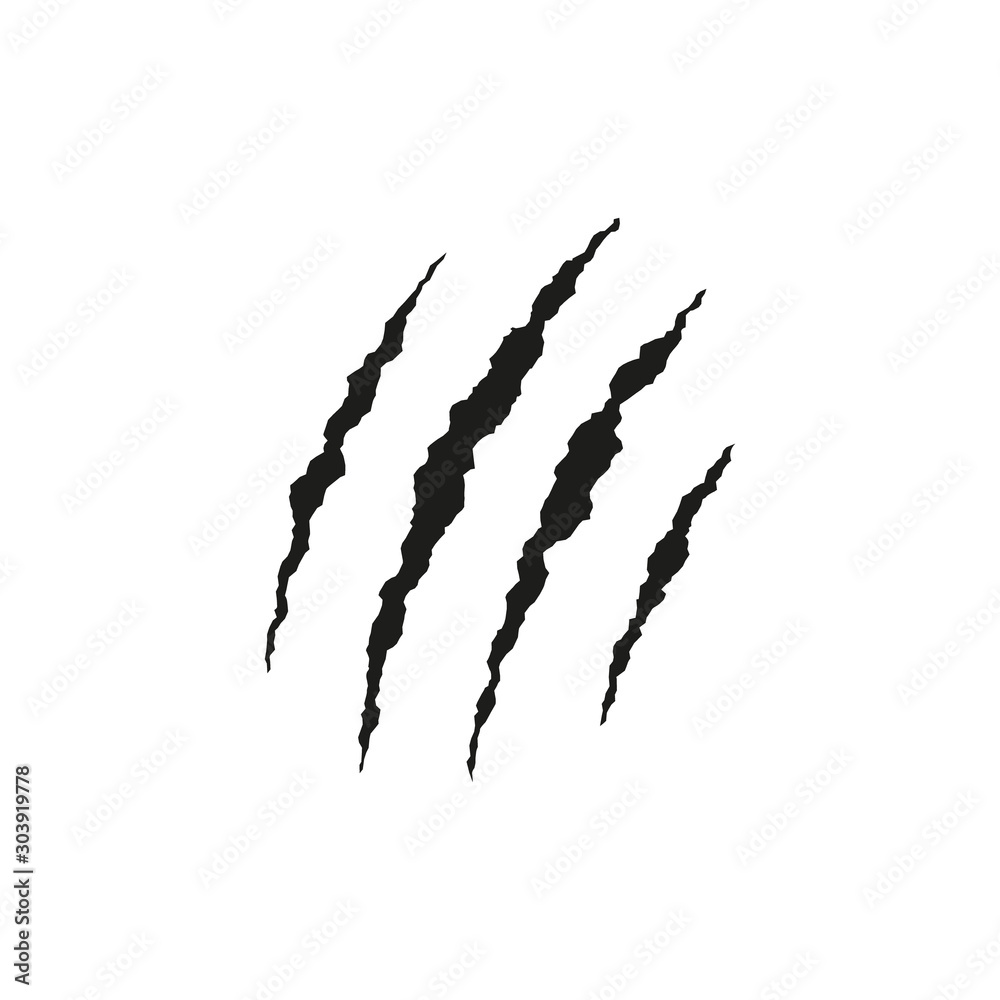 Black claws scratches. Vector illustration. Isolated. - obrazy, fototapety, plakaty 