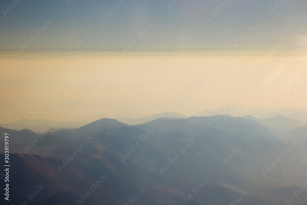 Landscape of Mountain.  view from airplane window