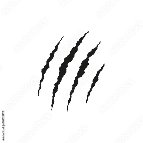 Black claws scratches. Vector illustration. Isolated.