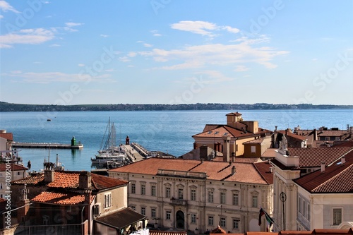 View to Piran Seapoint - Slovenia. Beautiful adriatic city with old houses.