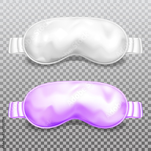 Sleep mask, eye flight blindfold 3d vector mockup