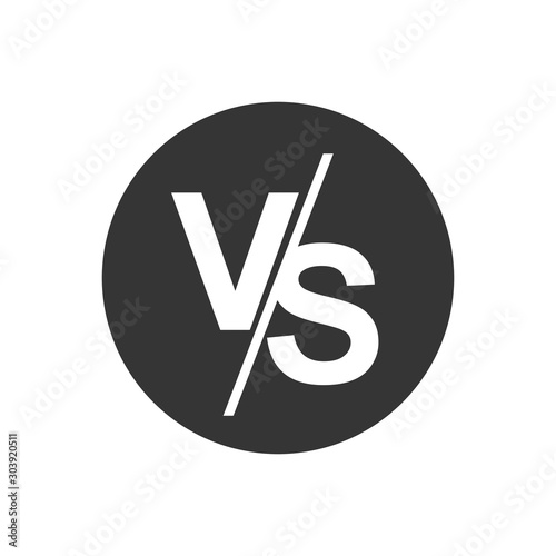 VS versus letters vector logo white icon isolated on gray background. VS versus symbol for confrontation or opposition design
