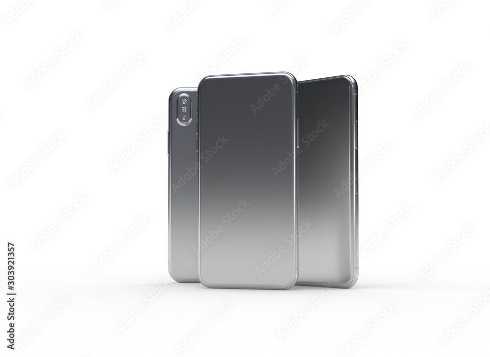 New smartphone with blank screen isolated Flat 3d New smartphone with blank screen isolated Flat 3d