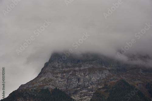 The cloudy Eiger. Grindelwald in the Bernese Oberland region. Switzerland