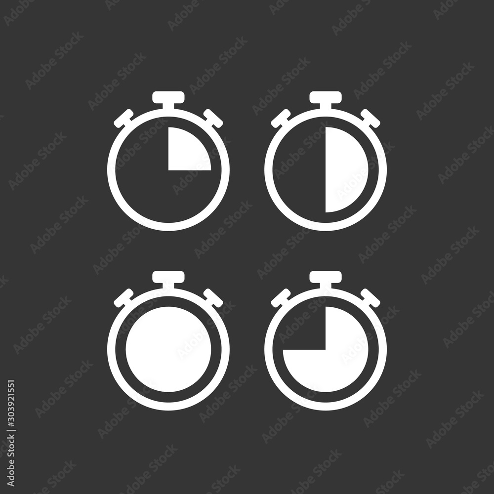 Stopwatches icons set. Vector illustration in flat style design
