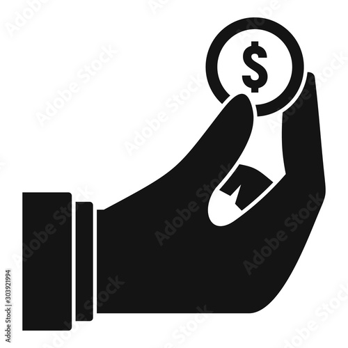 Hand coin donation icon. Simple illustration of hand coin donation vector icon for web design isolated on white background