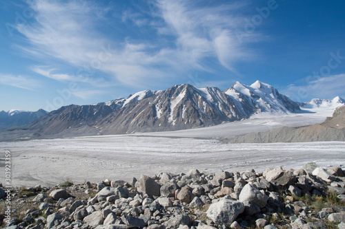 Potanin Glacier in Altai mountains, Mongolia photo