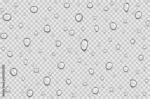 Realistic water rain drops vector. Сlean transparent drops on a transparent background - stock vector.