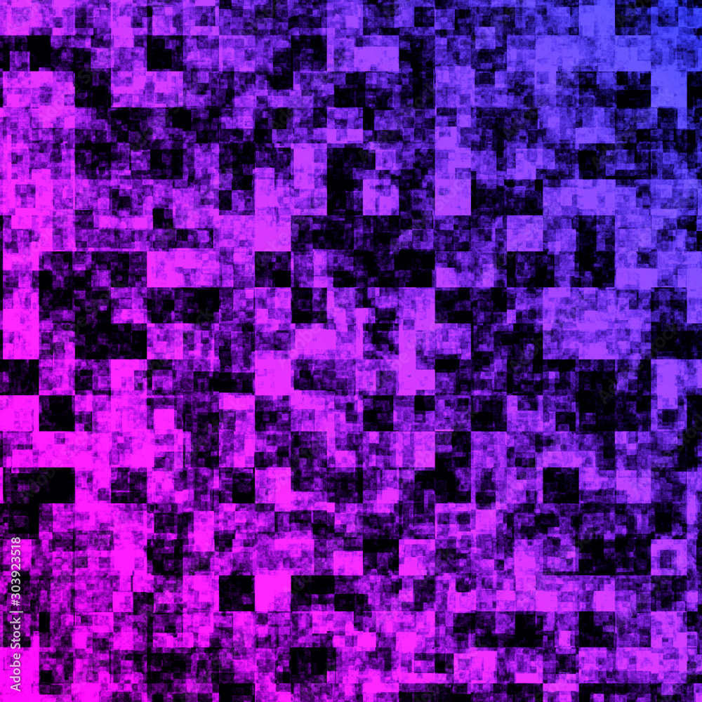 Abstract image of cubes background in purple toned. Print. Texture of random blocks rows different size on black field. Abstract image of cubes background in purple toned. Print. Texture of random blocks rows different size on black field.