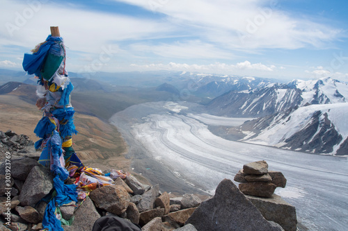 Potanin Glacier in Altai mountains, Mongolia photo