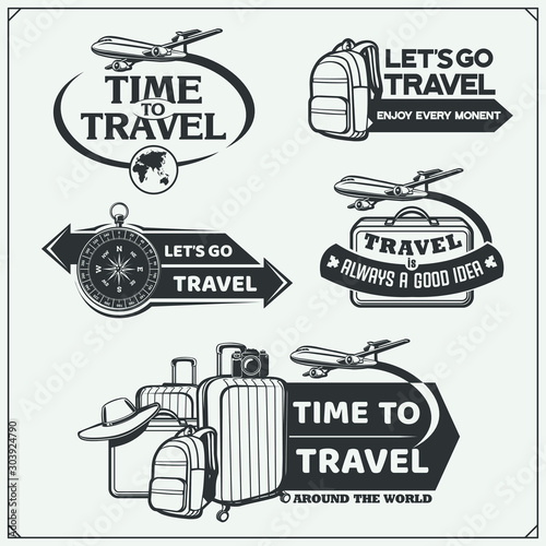 Set of Travel emblems, labels and design elements. Print design for t-shirt.