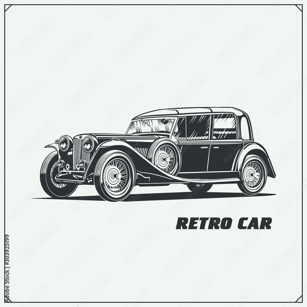 Vintage car. Retro car. Classic car emblem.