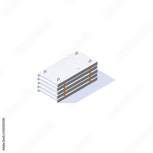 Concrete slab icon in flat style, vector