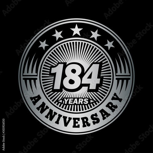 184 years anniversary celebration logo design. Vector and illustration. photo