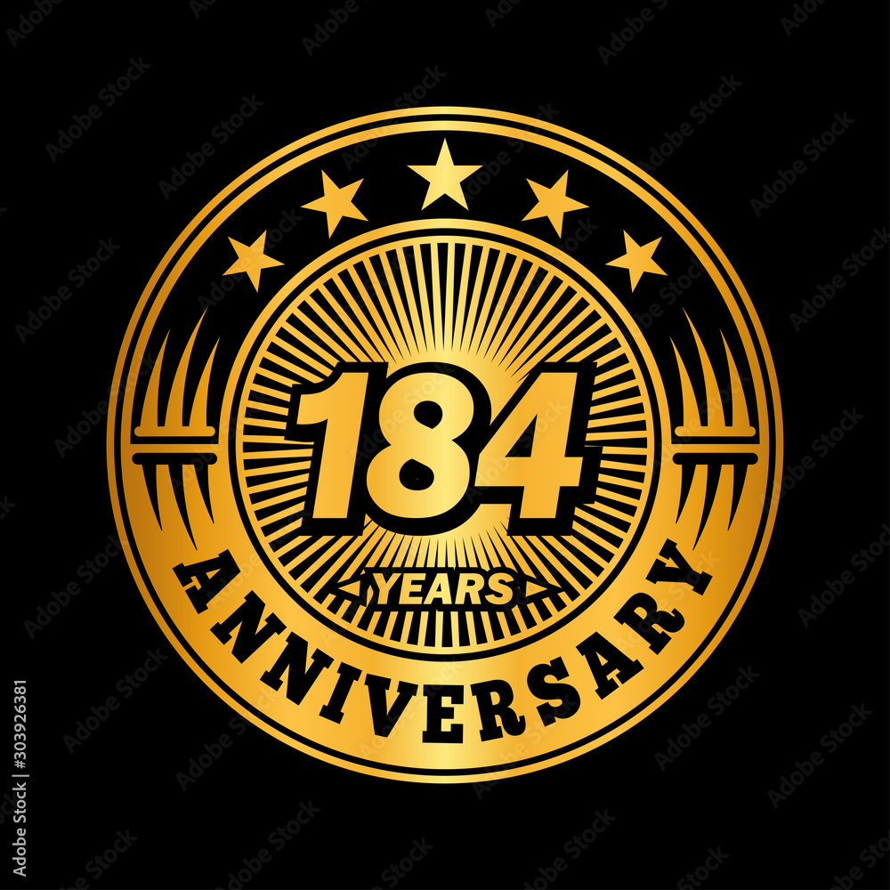 184 years anniversary celebration logo design. Vector and illustration.