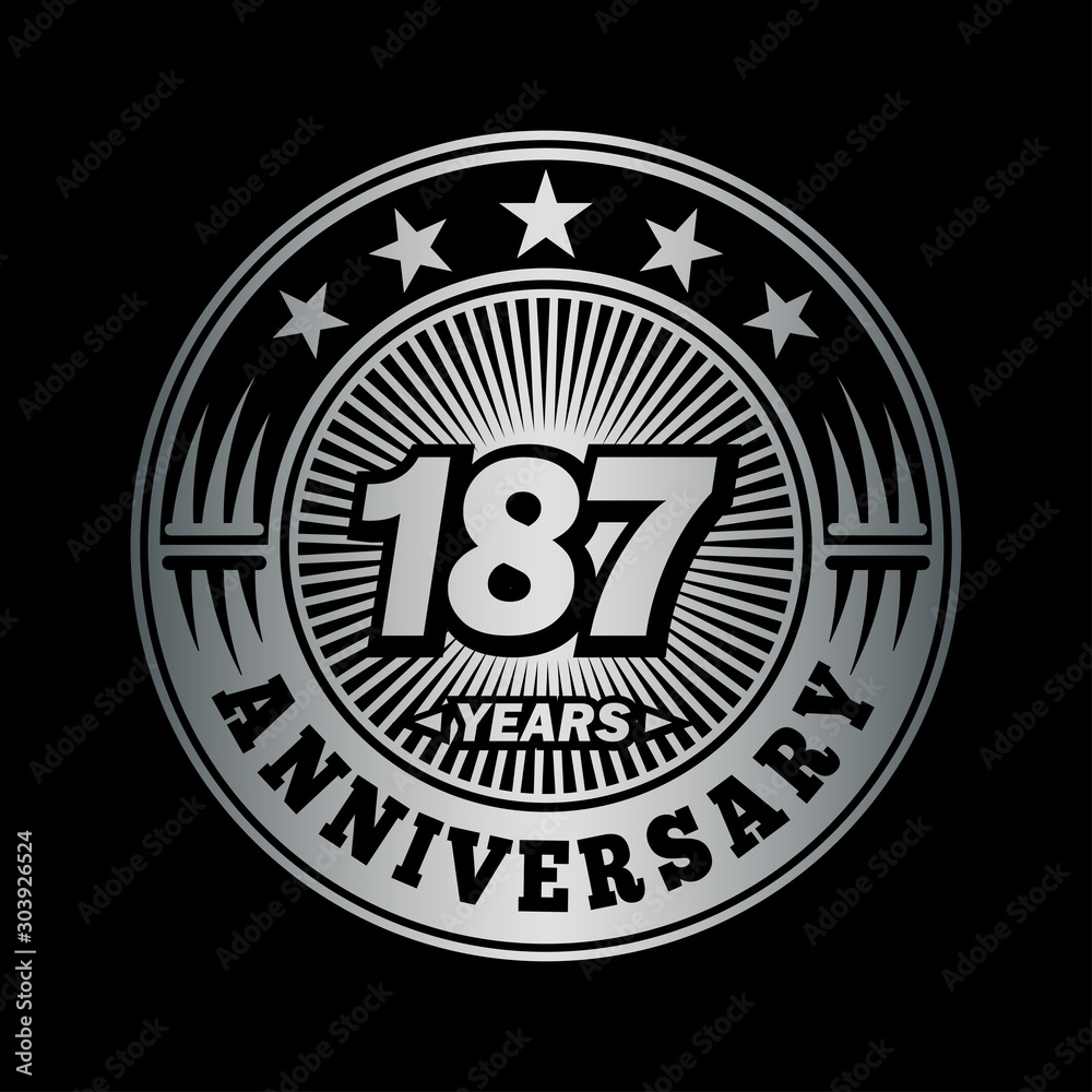 187 years anniversary celebration logo design. Vector and illustration.