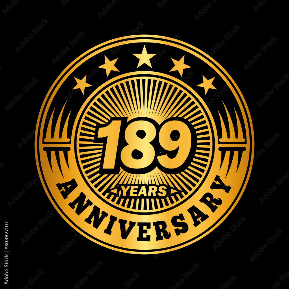 189 years anniversary celebration logo design. Vector and illustration.
