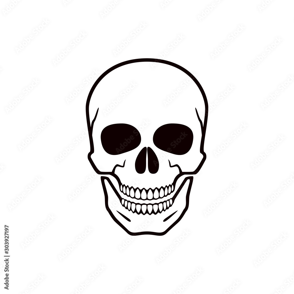 Human skull. Symbol of danger. Abstract concept, icon. Vector illustration on white background.